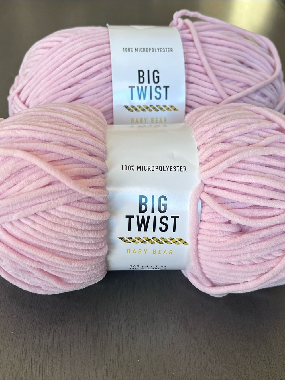 Lot of 2 Big Twist Baby Bear Strawberry Smoothie Micropolyester Chunky 5 Yarn